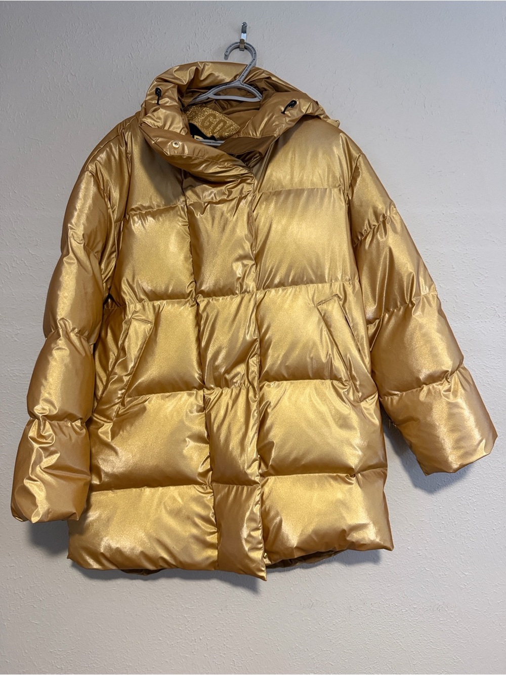 Goldbergh Metallic Gold Puffer Jacket with Hood